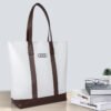 Custom Canvas Tote Bag with PU Leather Trim | Magnetic Snap & Structured Body