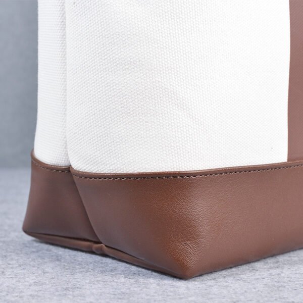 Custom Canvas Tote Bag with PU Leather Trim | Magnetic Snap & Structured Body