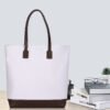 Custom Canvas Tote Bag with PU Leather Trim | Magnetic Snap & Structured Body