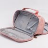 Detailed view of zippered mesh pocket and wide elastic band inside the custom pencil case